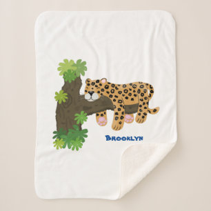 Manta Sherpa Leopardo lindo durmiendo en un ilustracion de pers