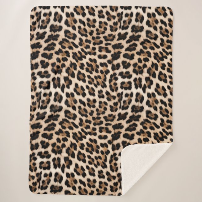 Manta Sherpa Leopardo negro cremoso (Anverso)