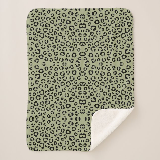 Manta Sherpa Leopardo sage (Anverso)