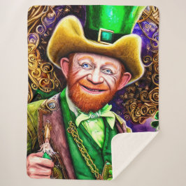 Manta Sherpa Leprechaun verde alegre con tubos de Shamrock