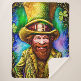 Manta Sherpa Leprechaun verde travieso con Clover