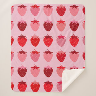 Manta Sherpa Les Fraise 01 Strawberries Pink Y Red Preppy