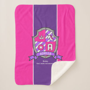 Manta Sherpa Letra A nombre Adelle que significa unicornio rosa