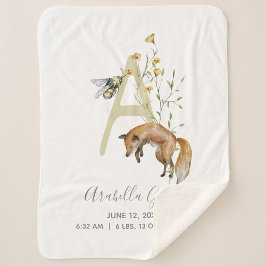 Manta Sherpa Letra animal de Woodland A Baby Script Stats
