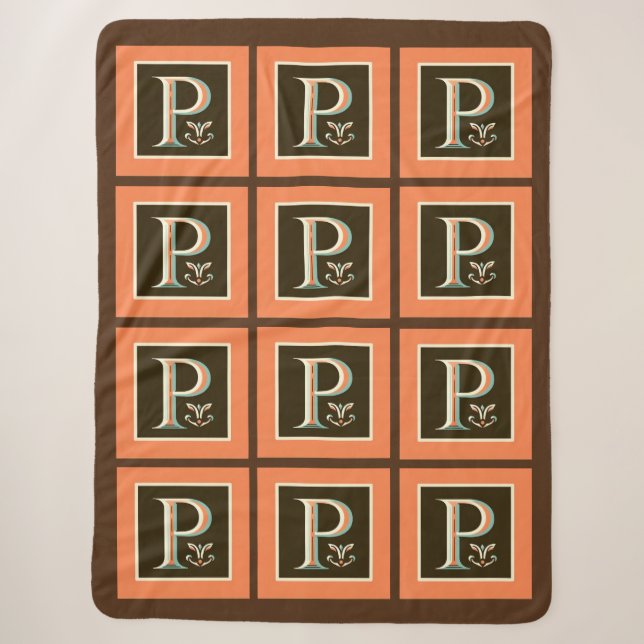 Manta Sherpa Letra Celta Pastel "P" Gran Funda (Anverso)
