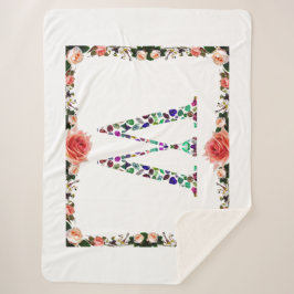 Manta Sherpa Letra inicial con diseño gemstone