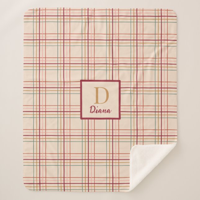 Manta Sherpa Letra monograma y nombre de los Navidades rociados (Anverso)