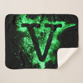 Manta Sherpa Letra V alfabeto de mayúscula verde