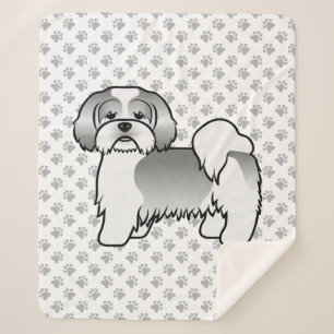 Manta Sherpa Lhasa Apso blanco y plateado perro de dibujos anim