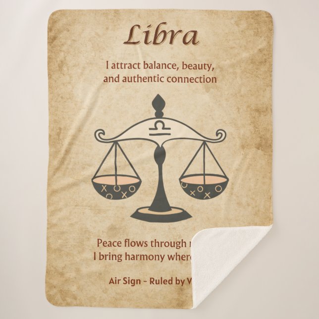 Manta Sherpa Libra Zodiac with Balanced Affirmations (Anverso)