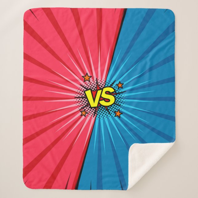 Manta Sherpa Libro de historietas versus fondo, estilo clásico  (Anverso)