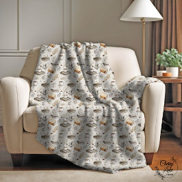 Manta Sherpa Libros y café de época