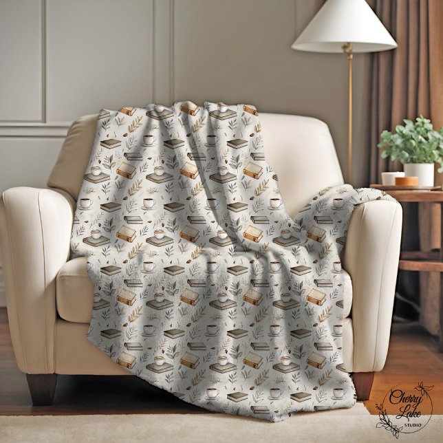 Manta Sherpa Libros y café de época (Subido por el creador)