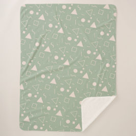 Manta Sherpa Light Green Memphis Pattern Sherpa Blanket