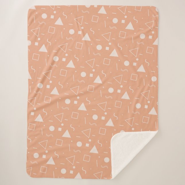 Manta Sherpa Light Orange Memphis Pattern Sherpa Blanket (Anverso)