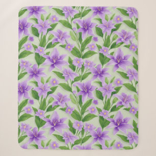 Manta Sherpa Lilas púrpuras vibrantes con hojas verdes