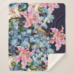 Manta Sherpa Lilies, delfinitos borde: pintura acuarela.