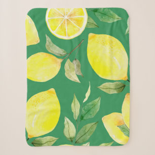 Manta Sherpa limón, acuarela, fondo, fruta, wallpape