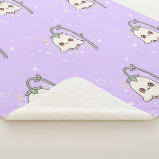 Manta Sherpa Linda Kawaii Lirio del Valle Lavanda