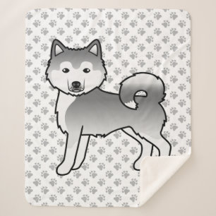 Manta Sherpa Lindo perro de dibujos animados Malamute de Alaska