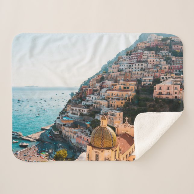 Manta Sherpa Línea costera | Positano Italia, Aldea Cliffside (Anverso (horizontal))