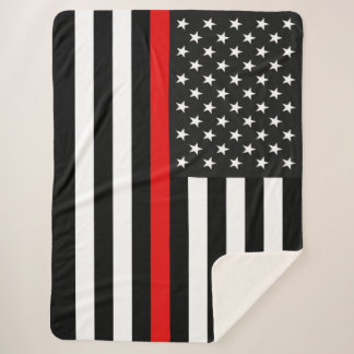 Manta Sherpa Línea roja fina bandera americana