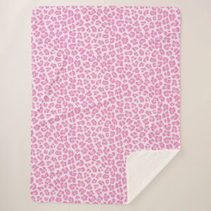 Manta Sherpa Línea rosada de Preppy Leopard