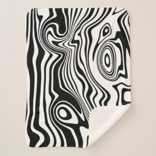 Manta Sherpa Líneas blancas y negras abstractas - Personalizab
