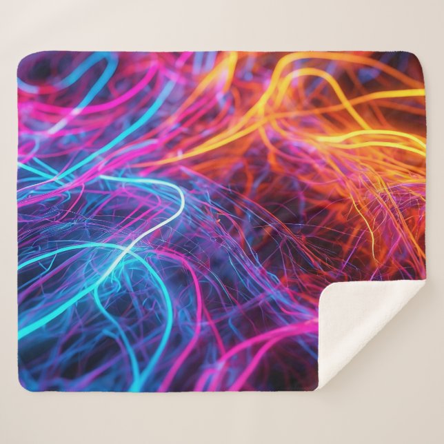 Manta Sherpa Líneas de Neon (Anverso (horizontal))