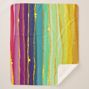 Manta Sherpa Líneas del arcoiris: composición abstracta de lujo