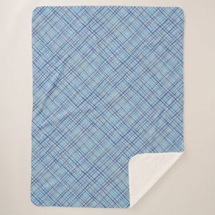 Manta Sherpa Líneas finas Patrón de comprobación C08.Blue Offwh
