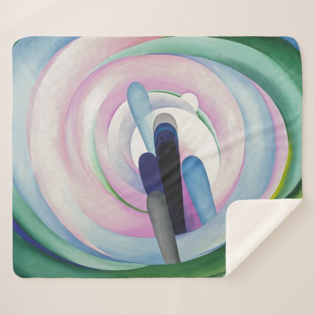 Manta Sherpa Líneas grises con negro, azul y amarillo | O'Keeff (Anverso (horizontal))