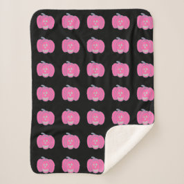 Manta Sherpa Linternas Jack-o-lanterns de Halloween rosa