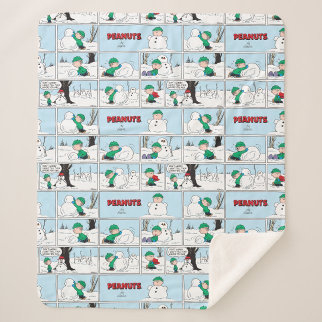 Manta Sherpa Linus Construye Un Hombre De Nieve (Anverso)