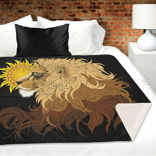 Manta Sherpa Lion Black Yellow Mandala Sun