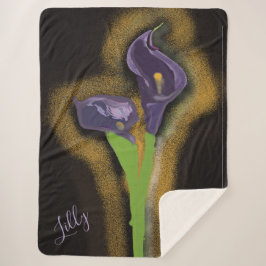 Manta Sherpa Lirio de Calla Abstracto Arte de Punteado 