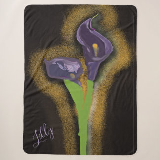 Manta Sherpa Lirio de Calla Abstracto Arte de Punteado