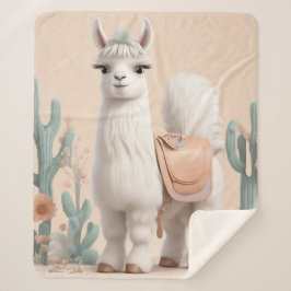 Manta Sherpa Llama con silla en el desierto