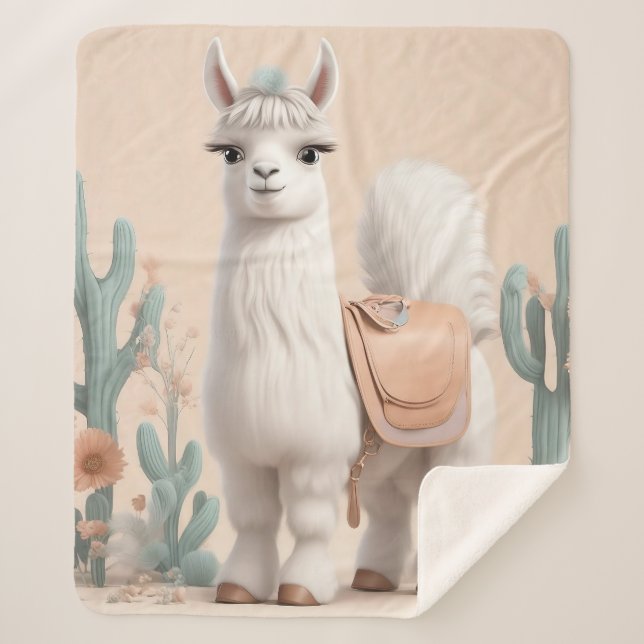 Manta Sherpa Llama con silla en el desierto (Anverso)