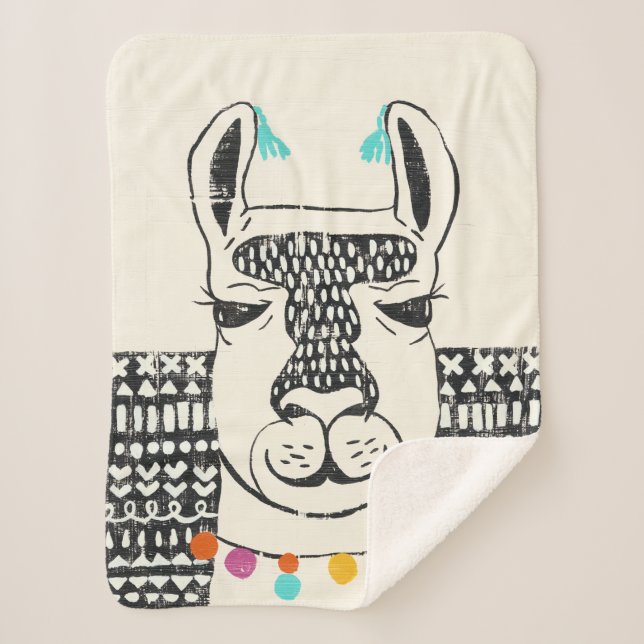 Manta Sherpa Llama fiesta - Retrato (Anverso)