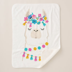 Manta Sherpa Llama floral linda