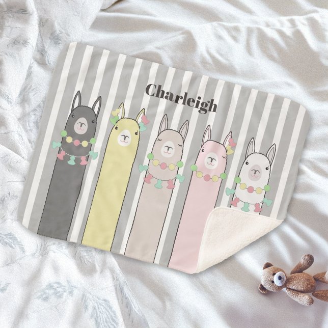 Manta Sherpa Llamas coloridas personalizadas, chicos de animale (Subido por el creador)