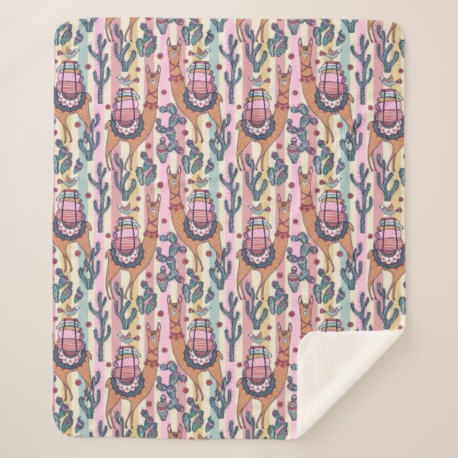 Manta Sherpa Llamas en modelo de las rayas (Anverso)