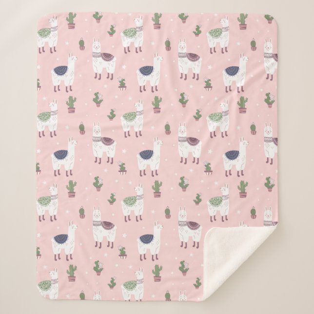 Manta Sherpa Llamas Sherpa Blanket (Anverso)