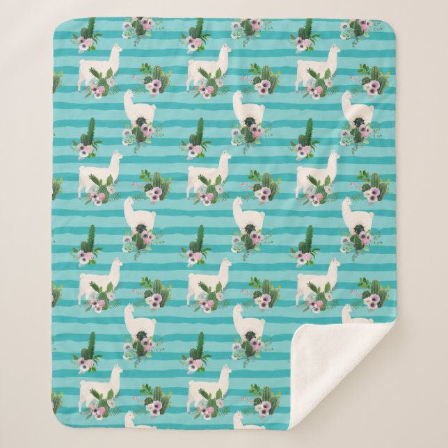 Manta Sherpa Llamas Sherpa Blanket (Anverso)