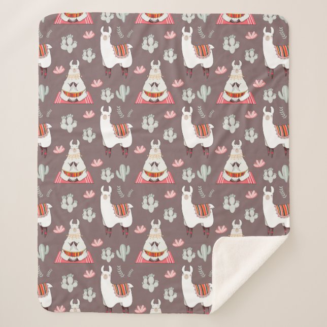 Manta Sherpa Llamas Sherpa Blanket (Anverso)