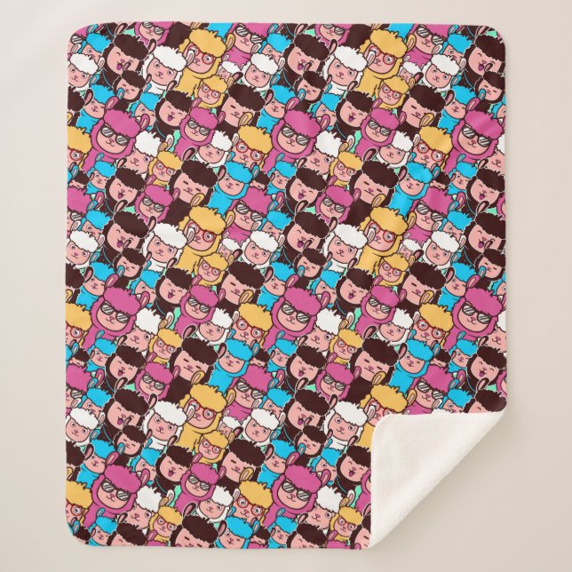 Manta Sherpa Llamas Sherpa Blanket (Anverso)