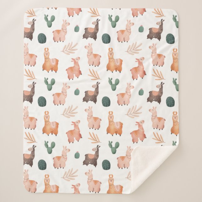 Manta Sherpa Llamas Sherpa Blanket (Anverso)