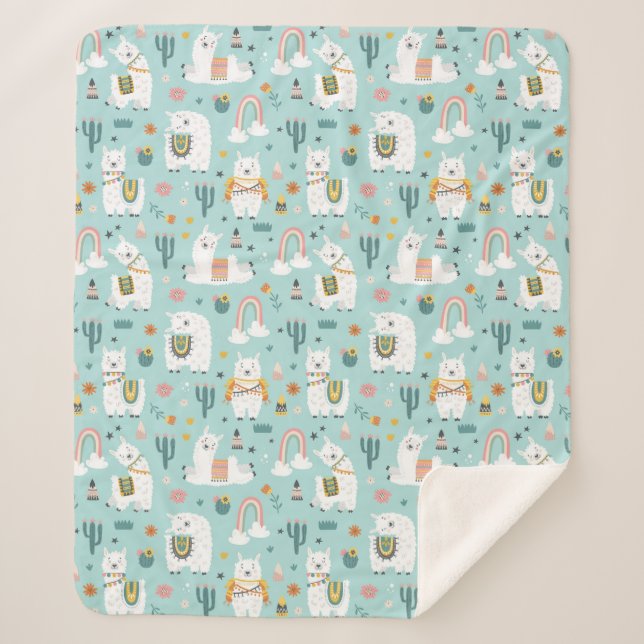 Manta Sherpa Llamas Sherpa Blanket (Anverso)
