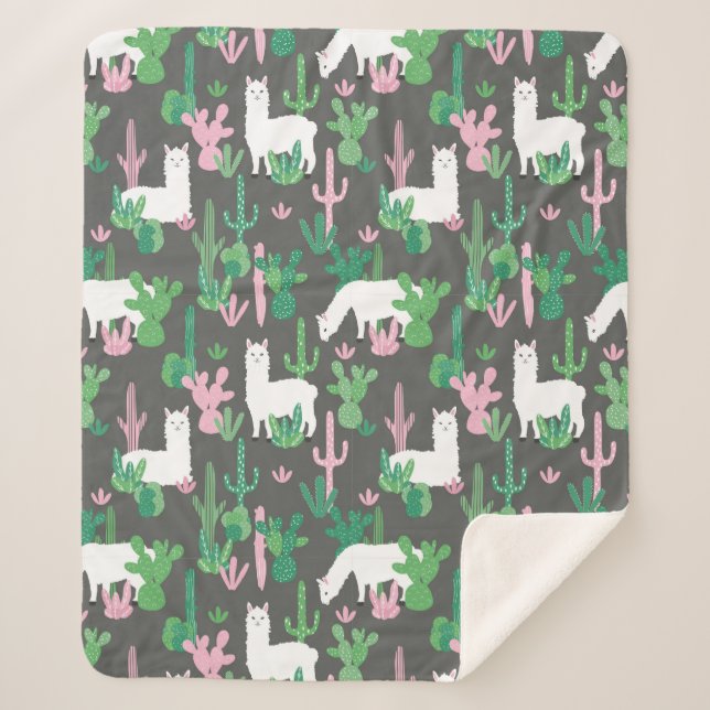 Manta Sherpa Llamas Sherpa Blanket (Anverso)